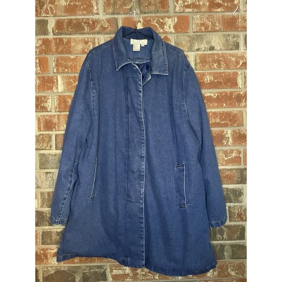 Vintage CBO New York Plus Size Denim Coat Size 4x Classic Fall Winter Streetwear - Picture 2 of 6